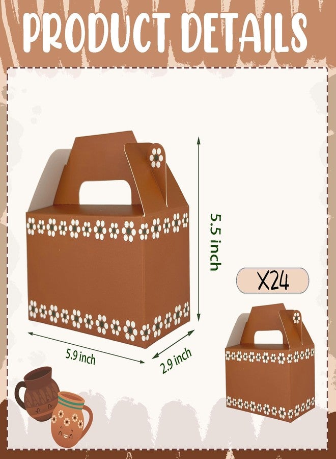 RVEAFA 24 Pack Platos De Barro Mexicanos Party Favor Boxes Mexico Traditional Terracotta Flower Party Decoration Treat Boxes for Snacks Candy Cookie Boxes for Wedding Birthday 6.5x3.5x4 Inches - Image 2